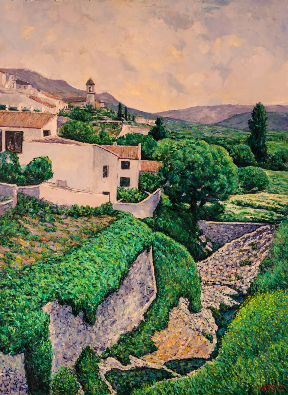 Pueblo blanco en la ladera