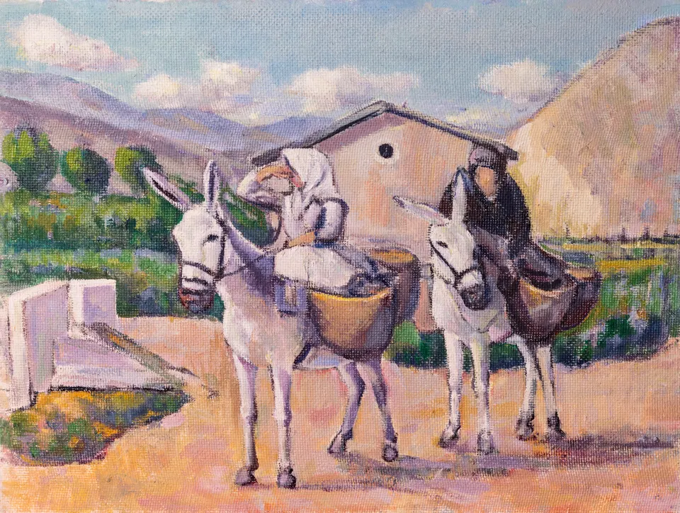 Dos burros en el camino