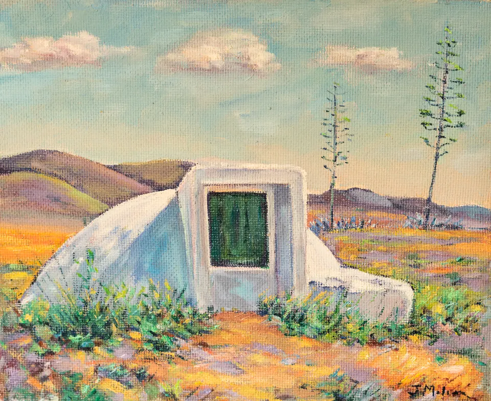 Caseta blanca en el campo