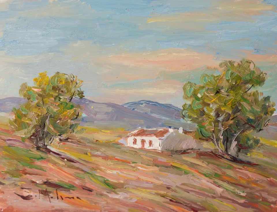 Cortijo entre dos árboles
