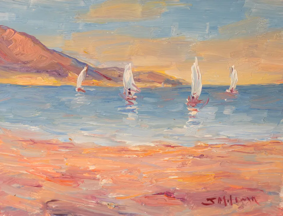 Velas frente a la costa