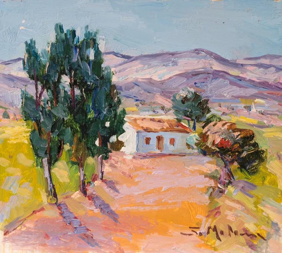 Cortijo tras los árboles