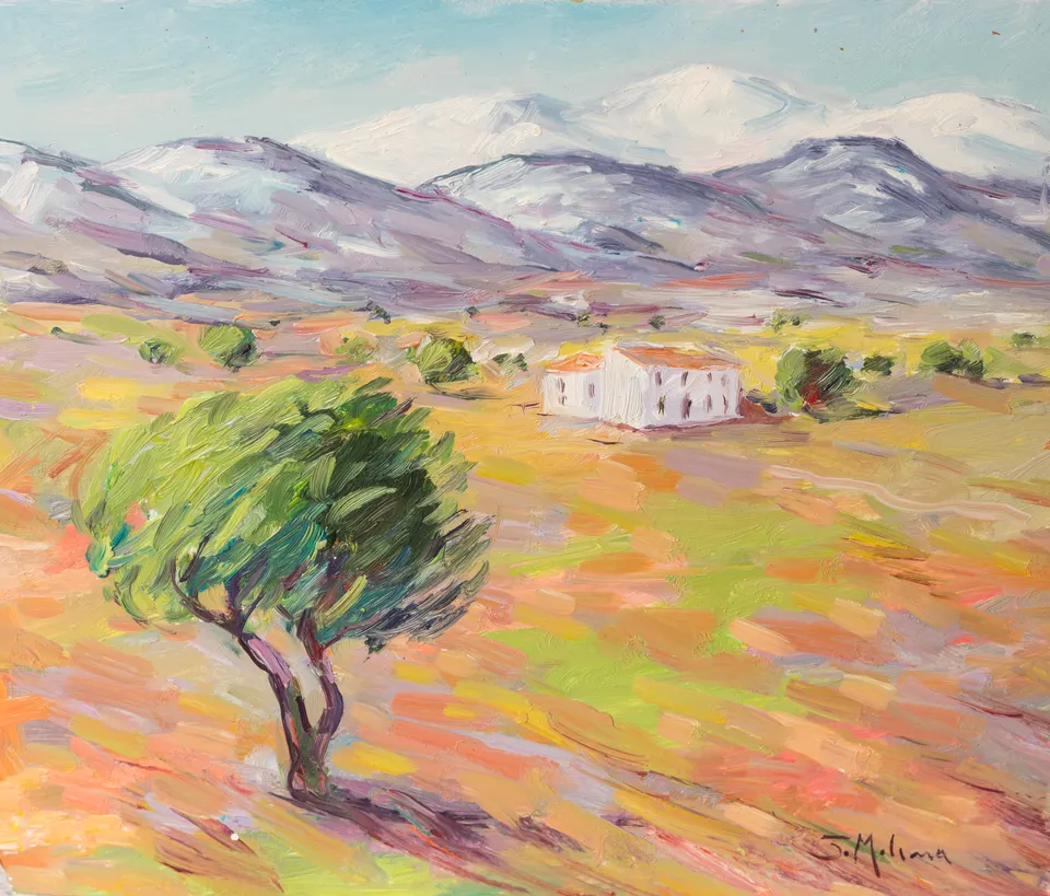 Cortijo bajo las cumbres blancas