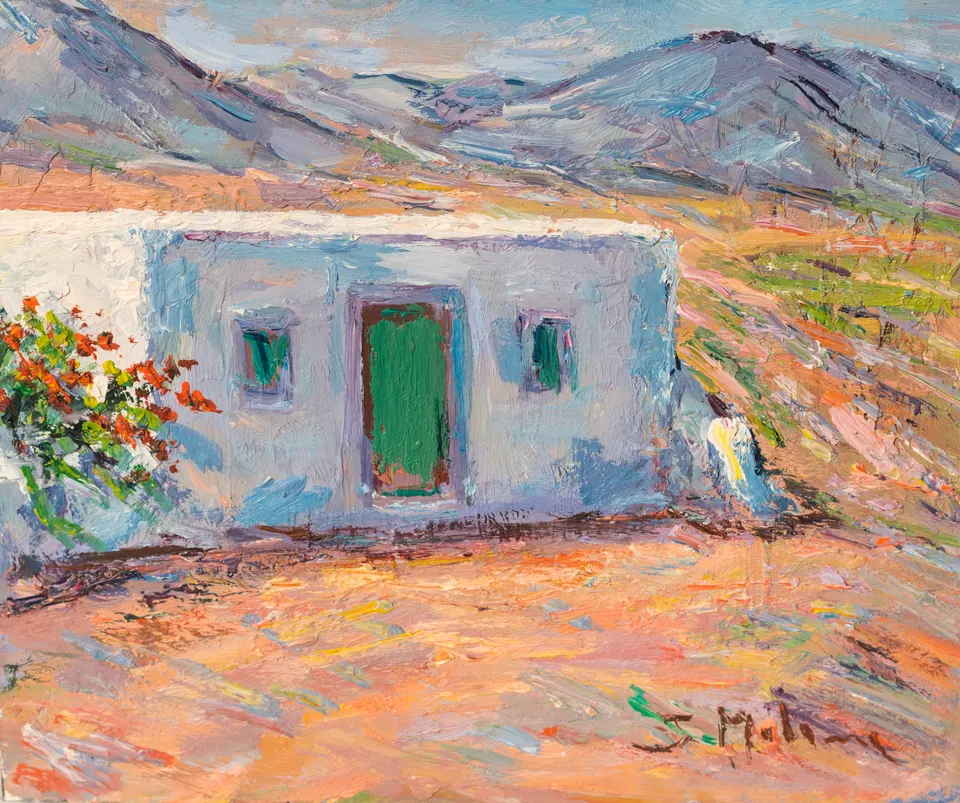 Casa en la ladera naranja